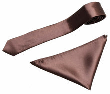 Load image into Gallery viewer, Mens Neck Tie and Pocket Square Handkerchief Set Hanky Wedding Skinny