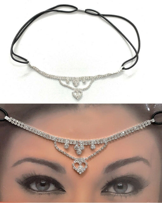 Dress Diamante Drop Crystal Bride Elastic Gatsby Headband Fore Head Bridal 1920s