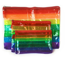 Load image into Gallery viewer, 3 Rainbow Tuff Bag Zip Wallet Pouch Flat Pencil Case A4 A5 A6 Wallets Folder Set