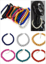Load image into Gallery viewer, Large 18mm Faux Pearl Bead Chain Vintage Statement Great Gatsby Necklace Choker