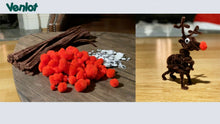 Load image into Gallery viewer, 300 Brown Pipe Cleaners Chenille Stems Red Pom Poms Googly Eyes Pack Rudolph Set