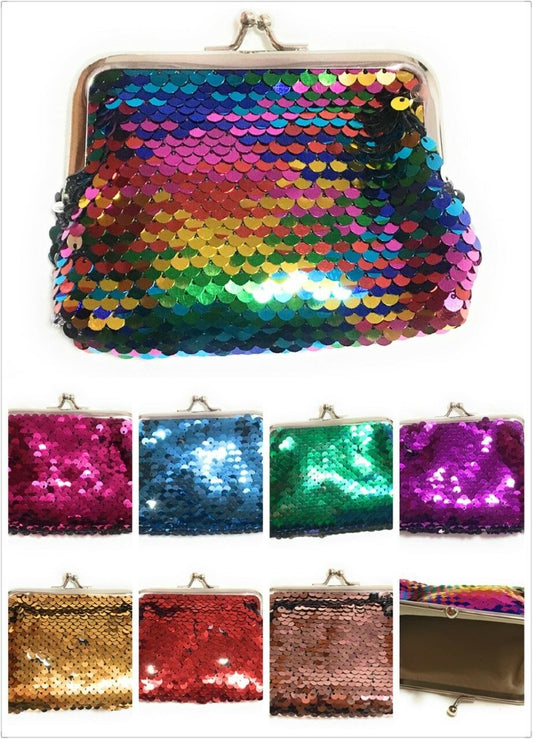 Ladies Girls Reversible Sequin Coin Wallet Pouch Money Purse Card Holder Gift UK