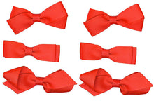 Load image into Gallery viewer, 6 PIECE / 3 Pairs SET Kids School Colours Hair Bows Small Grosgrain Ribbon Clips