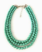 Load image into Gallery viewer, Womans Faux Pearl 3 Layer Multi Strand Gatsby Necklace Statement Bib Vintage UK