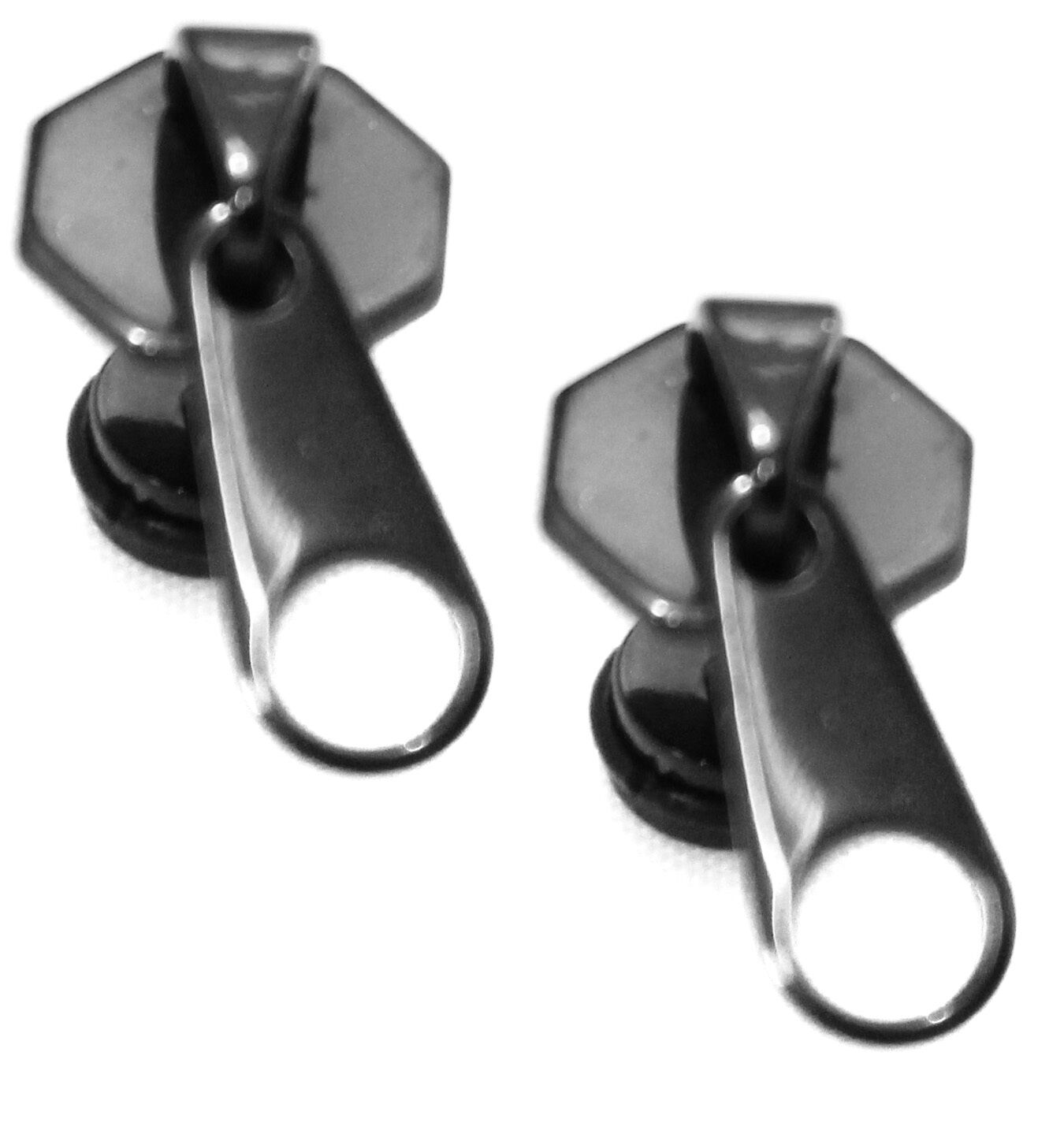 PAIR Zip Zipper Stretcher Gothic Plug Upper Stainless Steel MENS Earrings Fake