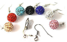 Load image into Gallery viewer, STUD HOOK OR CLIP ON 10mm SHAMBALLA STUD EARRINGS CRYSTAL CLAY DISCO BALL BEADS