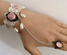Load image into Gallery viewer, Gothic Retro Vintage Lace Beads Halloween Slave Bracelet Ring Chain Vampire Rose