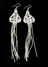 Load image into Gallery viewer, Silver Crystal Earrings Round Drop Dangle Long Tassel Crystal Hook
