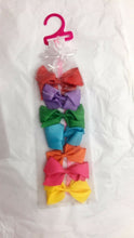 Load image into Gallery viewer, 7 Girls Red Pink Green Blue Purple Big Hair Bow Set with Bow Holder &amp; Gift Bag