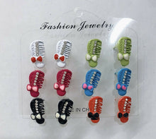 Load image into Gallery viewer, 6 PAIRS GIRLS EARRINGS STUDS SET GIFT KIDS CHILDREN SHOES COMBS ICE-CREAM MUGS