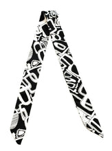 Load image into Gallery viewer, 90cm Long Reversible Skinny Scarf Faux Silk Head Scarves Bag Charm Bow Bandana