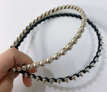 Load image into Gallery viewer, Funky Girls Rock Punk Metallic Shiny Gold Studs Spikes Headband Alice Band
