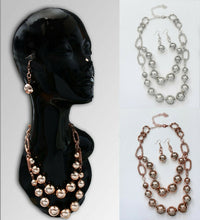Load image into Gallery viewer, Shiny Pearl Chunky Statement Choker Bib Collar Necklace Chain With Earrings