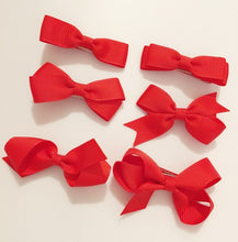 Load image into Gallery viewer, 6 PIECE SET Girls Small Hair Bows Clips Grosgrain Ribbon School Uniform Colours