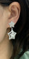Silver Diamante Star Drop Dangle Clip On Earrings Crystal Bridal Non Pierced