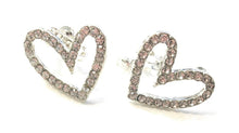 Load image into Gallery viewer, Silver Heart Non-Pierced Crystal Studs Diamante Clip On Earrings CZ Gatsby
