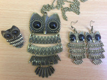 Load image into Gallery viewer, Girls Bronze Owl Black Eyes - Choose Necklace Earrings Ring or Jewellery Set