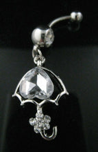 Load image into Gallery viewer, Surgical Steel Crystal Heart Umbrella Navel Belly Bar