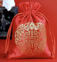 Load image into Gallery viewer, 6 x Chinese Red Jewellery Drawstring Bag Wedding Favour Pouches Gift Bags Set UK