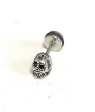 Load image into Gallery viewer, 1 Skull Earring Surgical Stainless Steel Stud Body Jewelry Mens Silver Tone Gift