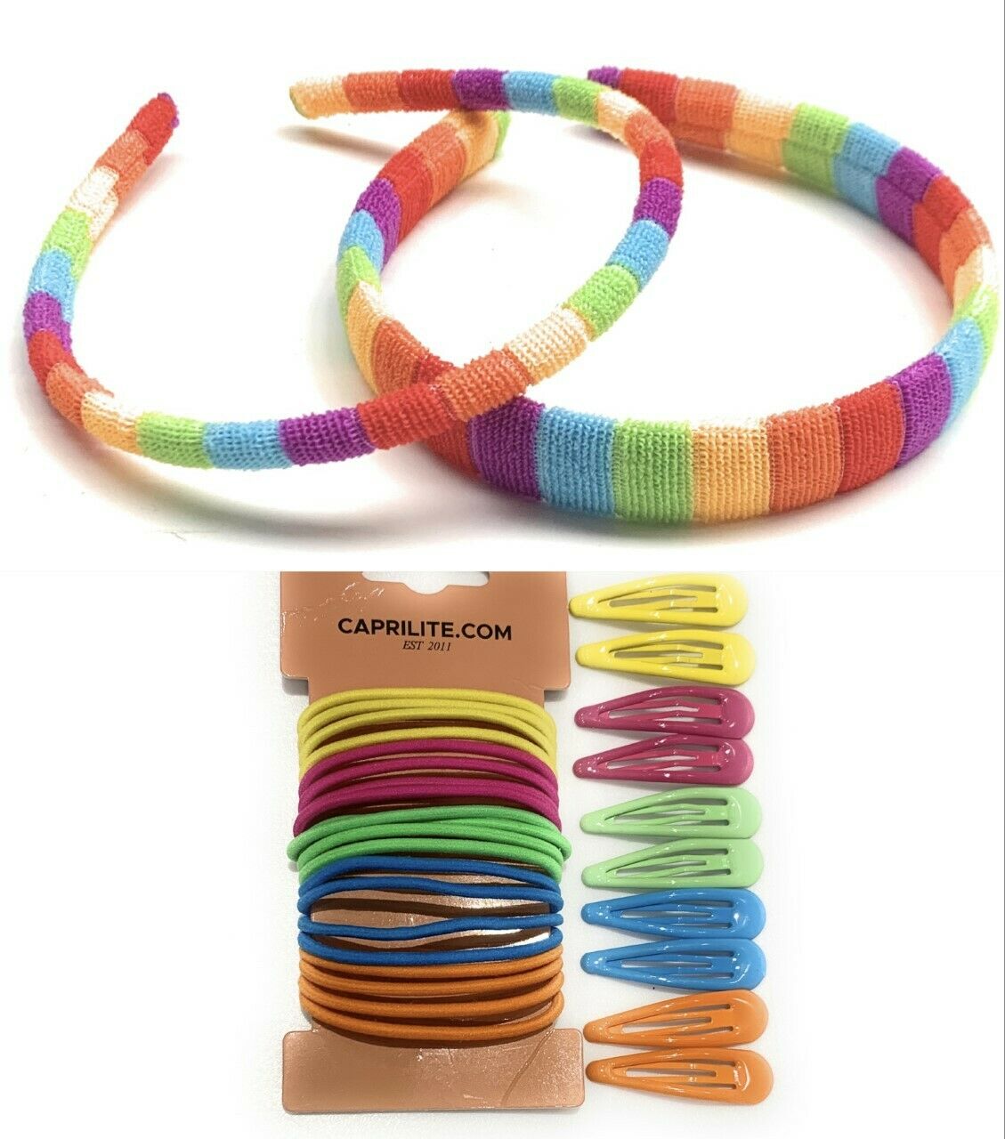 Mega Girls Rainbow Hair Accessories Bundle Set - Headband Clips Bobbles Gift