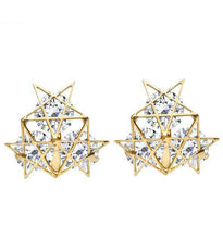 Load image into Gallery viewer, Womens Girls Star Cluster Shiny Zircon Crystal Gold CLIP ON Earrings Stud Studs