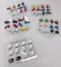 Load image into Gallery viewer, 6 PAIRS GIRLS EARRINGS STUDS SET GIFT KIDS CHILDREN SHOES COMBS ICE-CREAM MUGS