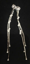 Load image into Gallery viewer, Silver Diamante Long Dangle Tassel Clip On Earrings Crystal Non Pierce UK Gift