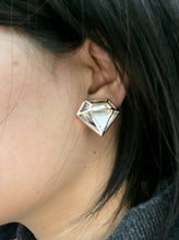 Load image into Gallery viewer, Girls Womans Gold Tone Diamand Shape Superwoman Diamante CLIP ON Earrings Studs