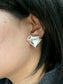 Girls Womans Gold Tone Diamand Shape Superwoman Diamante CLIP ON Earrings Studs