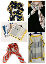 Load image into Gallery viewer, Big Square Faux Silk Stripes Head Neck Scarf Lightweight Neck Warmer Bandana UK