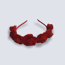 Load image into Gallery viewer, Rose Crown Headband Garland Halloween Sugar Skull Velvet Fabric Alice Band UK