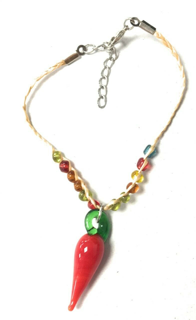 Girls Kids Adjustable Bracelet Clay Rose Stone Beads Glass Cherry Charm Fruit