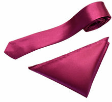 Load image into Gallery viewer, Mens Neck Tie and Pocket Square Handkerchief Set Hanky Wedding Skinny