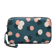Load image into Gallery viewer, Fun PVC Canvas Wallet Purse Pouch Triple Zip w/ Wrist Strap Wristlet Clutch Bag