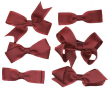 Load image into Gallery viewer, 6 PIECE SET Girls Small Hair Bows Clips Grosgrain Ribbon School Uniform Colours