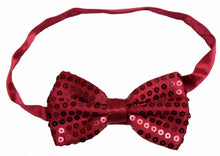 Load image into Gallery viewer, Sequin Satin Shiny Bow Tie Dickie Show Sparkly Fancy Dress Magic Mens Boys