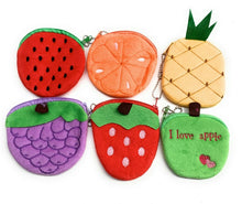 Load image into Gallery viewer, 6 Girls Soft Plush Fruit Coin Wallet Pouch Money Purse Party Bag Filler Gift Set