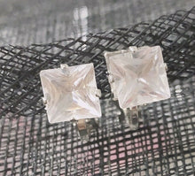 Load image into Gallery viewer, Silver Tone Diamante Crystal Clips Clip On Earrings Studs Bridal Non Pierced UK