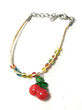 Load image into Gallery viewer, Girls Kids Adjustable Bracelet Clay Rose Stone Beads Glass Cherry Charm Fruit