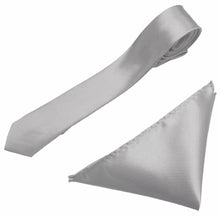 Load image into Gallery viewer, Mens Neck Tie and Pocket Square Handkerchief Set Hanky Wedding Skinny