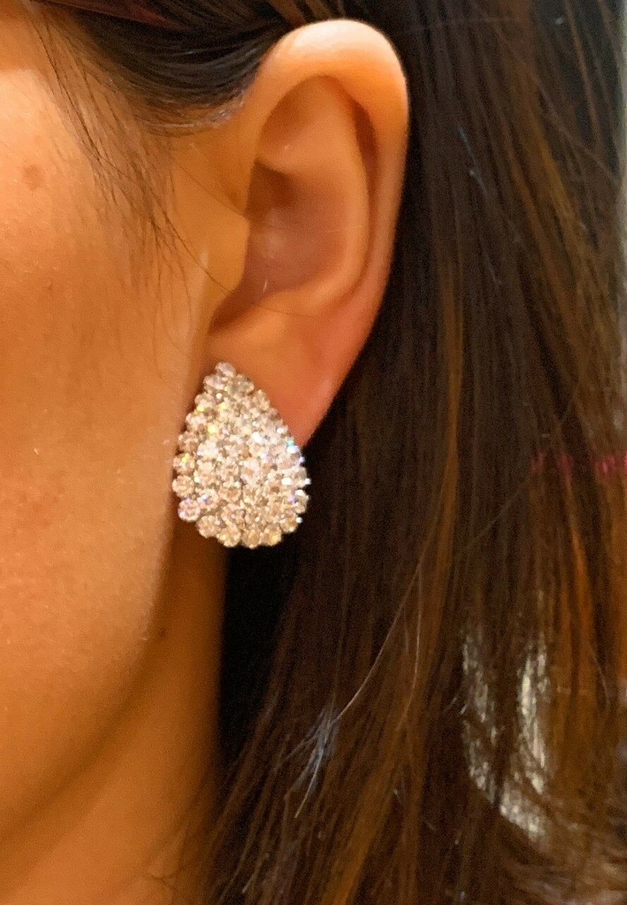 Classic Crystal Rhinestone Diamante Teardrop CLIP ON Stud Earrings Studs Womens