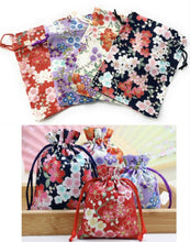 Load image into Gallery viewer, 4 x Japanese Sakura Jewellery Drawstring Wedding Favour Pouches Gift Bags Set UK