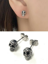 Load image into Gallery viewer, Pair Funky Surgical Stainless Steel Skull Rock Mens Womens Stud Earrings Studs