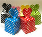 6 Kids Birthday Party Bag Boxes - Wedding Favour Cake Box / Polka Dot Heart -UK