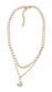 20s Gatsby Gold Tone Faux Pearl Double Layer Choker Pendant Necklace Chain UK
