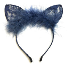 Load image into Gallery viewer, Cat Ear Rabbit Headband Lace Fluffy Feather Hairband Costume Fancy Cosplay Party