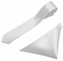 Load image into Gallery viewer, Mens Neck Tie and Pocket Square Handkerchief Set Hanky Wedding Skinny
