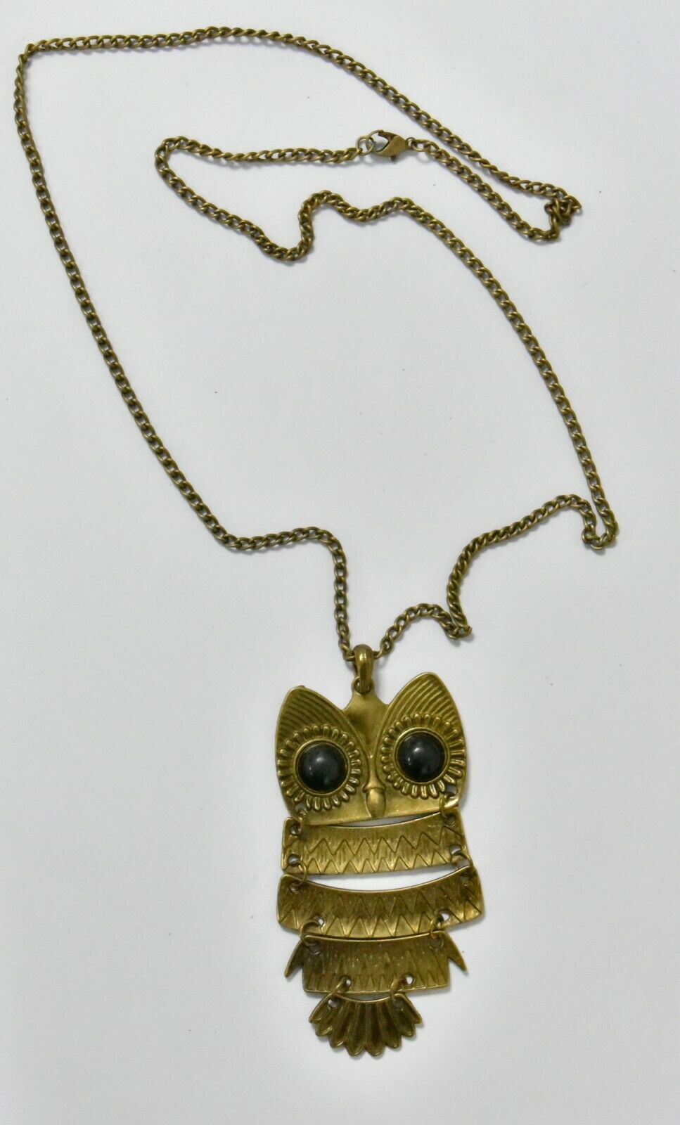 Vintage Bronze Retro Owl Pendant Long Chain Necklace Jewellery