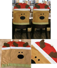 Load image into Gallery viewer, 2 x (A Pair) Christmas Rudolph Dining Chair Back Covers Xmas Party Decorations
